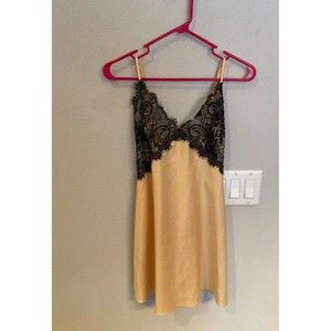 Victoria's Secret Gold Collection 1990s Gold Slip Dress Lace SZ L  RARE